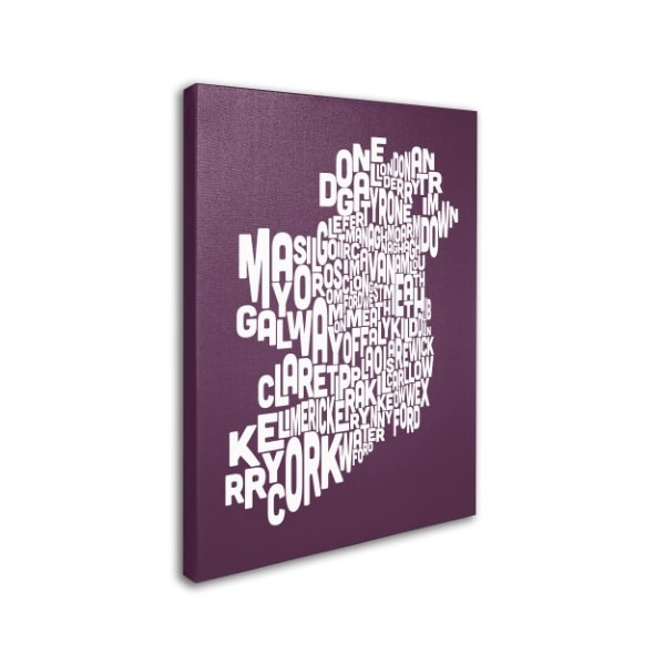 Michael Tompsett 'MULBERRY-Ireland Text Map' Canvas Art,14x19